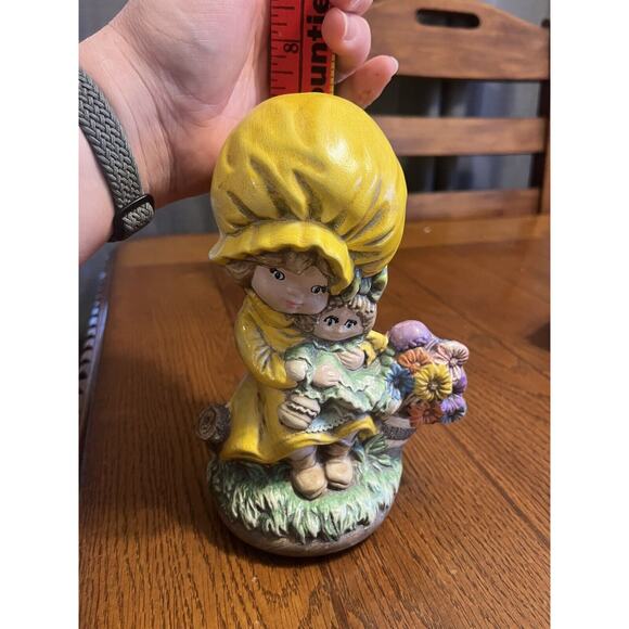 Vintage Byron Molds 1974 Ceramic Little Girl With Yellow Bonnet and Big Eye Doll - Picture 4 of 4